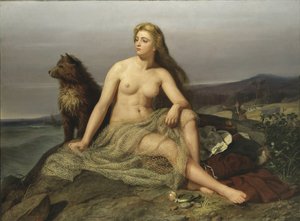 Kraka (Aslaug, Aslog), autorstwa Winge, Marten Eskil (1825-1896). olej na płótnie