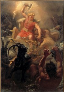 Le combat de Thor (Tor) avec les Geants - Walka Thora z gigantami - Skrzydło, Marten Eskil (1825-1896) - 1872 - Olej na płótnie - 484x333 - Muzeum Narodowe w Sztokholmie