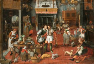 Wnętrze kuchni, ok. 1565. autorstwa Marten van Cleve the Elder