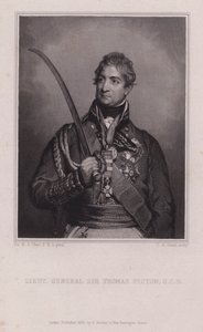Sir Thomas Picton, walijski generał wojen napoleońskich zginął w bitwie pod Waterloo (rycina) autorstwa Martin Archer (after) Shee