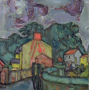 Walijska wioska (olej na płótnie) autorstwa Martin Bloch