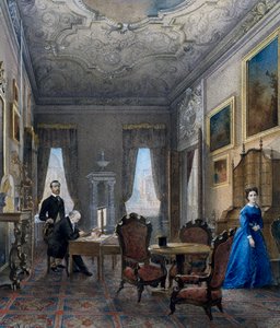 Weneckie wnętrze, akwarela autorstwa Dona Martina (ur. 1896), Włochy autorstwa Martin Don