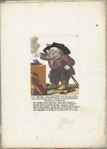 De werg Blasius Rauchmantl als alchemist, ca. 1710 Herr Blasius Rauchmantl, der frucht-loßen Alchimie kunst Arcysektarianin, Posiadacz Piątej Esencji Głupców (tytuł na obiekcie) Il Callotto resurcitato oder Neu eingrichtes Zwerchen Gabinet (seria ti