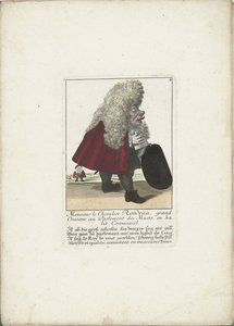 Od dwerg Chevalier Rondeau als een Parliamentslid, ca. 1710 Monsieur le Chevalier Rondeau, wielki mówca w Parlamencie Niemych, w stroju ceremonialnym (tytuł na obiekcie) Il Callotto resurcitato oder Neu eingerichtes Zwerchen Gabinet (tytuł serii) autorstwa Martin Engelbrecht (attributed to)