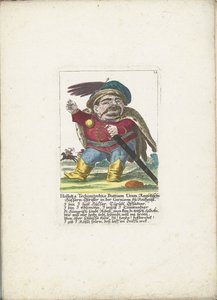 De dwerg Holloka Chimichko Buttiam uran as huzaar, ok. 1710 Holloka Tschimitschko Buttiam Uran, pułkownik Ragoßischer Hussarn w garnizonie Neuheussl (tytuł na obiekcie) Il Callotto resurcitato lub nowo umeblowana mała szafka (tytuł serii) autorstwa Martin Engelbrecht (attributed to)