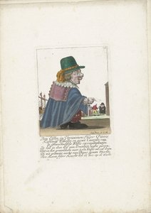 Krasnolud Piters Kahlmüß Wisseller jako wielorybnik, ok. 1710 Den Edlen i Vornaemen Heer Piters Kahlmüß Wisseller i Groot Canzeler z korespondencji z Greenlandische Walfis (tytuł na obiekcie) Il Callotto resurcitato oder Neu eingerichts Zwerchen C autorstwa Martin Engelbrecht (attributed to)