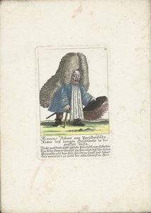 De dwerg Robert von Parukenfeldt, ok. 1710 Monsieur Robert von Parukenfeldt, Rycerz Długiej Szyi w Wielkiej Gali (tytuł na obiekcie) Il Callotto resurcitato lub nowo umeblowana mała szafka (tytuł serii) autorstwa Martin Engelbrecht (attributed to)