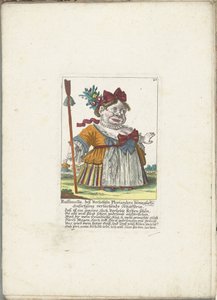 De dwerg Ruffanella jako pasterka, ok. 1710 Ruffanella, pasterka śmiejąca się z poruszającej prośby Ploriandera (tytuł na obiekcie) Il Callotto resurcitato lub nowo umeblowana mała szafka (tytuł serii) autorstwa Martin Engelbrecht (attributed to)