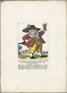 Dwerg Simon Flenschl, ok. 1710 Simon Flenschl, brygadzista bogatych rolników Freij w Knolsingen na Kirchtag w pobliżu Gmain Zech (tytuł na obiekcie) Il Callotto resurcitato lub nowo umeblowana mała szafka (tytuł serii) autorstwa Martin Engelbrecht (attributed to)