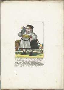 Dom Urszula Schleglin, ok. 1710 Ursula Schleglin, Maijr Mensch im Herren hoff zu Bluntzingen, która odsiedziała już rok zwolnienia (tytuł na przedmiocie) Il Callotto resurcitato lub nowo umeblowana mała szafka (tytuł serii) autorstwa Martin Engelbrecht (attributed to)
