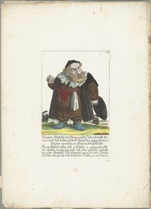 De joodse dwerg Natan Hirschl, ok. 1710 Natan Hirschl, prymas Żydów praskich i zatwierdzony przez prawo Hoebraic-maister Püpen, w stroju szkolnym (tytuł na obiekcie) Il Callotto resurcitato lub Nowo umeblowana szafka Zwerchen (se