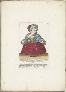 Dwerg als de Franse Mademoiselle Jolicoeur, ca. 1710 Mademoiselle Jolicoeur, tancerka ze swoim Kochankiem w Opera du Village w Prowansji (tytuł na obiekcie) Il Callotto resurcitato oder Neu eingerichtes Zwerchen Gabinet (tytuł serii) autorstwa Martin Engelbrecht (attributed to)