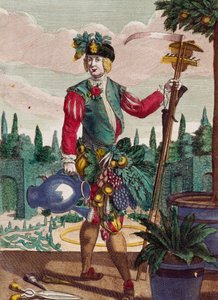 Ogrodnik, rycina z Assemblage des nouveau manouvries habilles autorstwa Martina Engelbrechta (1684-1756), Niemcy autorstwa Martin Engelbrecht