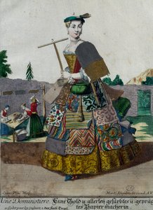 Producent kolorowych papierów, grawer z Assemblage des nouveau manouvries habilles Martin Engelbrecht (1684-1756), Niemcy