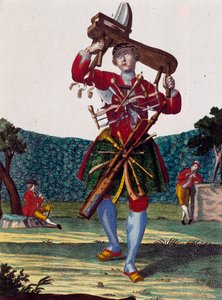 Producent fletów, rycina z Assemblage des nouveau manouvries habilles by Martin Engelbrecht (1684-1756), Niemcy autorstwa Martin Engelbrecht