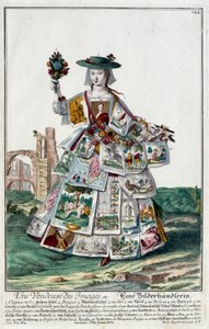 Metier: Sprzedawczyni wizerunku. Grawer autorstwa Martina Engelbrechta (1684-1756), w „Nowym zespole habilles manewrów” XVIII w., Niemcy. Paryż, Sztuka Dekoracyjna autorstwa Martin Engelbrecht