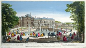 Widok na zamek Saint-Cloud koło Wersalu, połowa XVIII wieku (rycina kolorowa) autorstwa Martin Engelbrecht