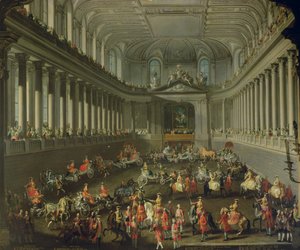 Kawalkada w Zimowej Szkole Jeździeckiej w wiedeńskim Hof z okazji klęski armii francuskiej pod Pragą, 1743 (szczegóły patrz 66596 i 66708) autorstwa Martin II Mytens or Meytens