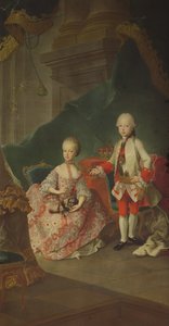 Dwoje dzieci cesarzowej Marii Teresy Austrii (1717-80) Leopolda (1747-92) (późniejszego cesarza Leopolda II) i jego siostry księżniczki Marii Krystyny (późniejszej żony Alberta Sachsen-Teschen, założyciela Alb