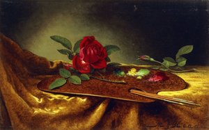 Róże na palecie, 1880"s autorstwa Martin Johnson Heade