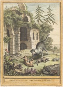 Le chat, la belette et le petit lapin (Kot, Łasica i Królik) autorstwa Martin Marvie after Jean Baptiste Oudry