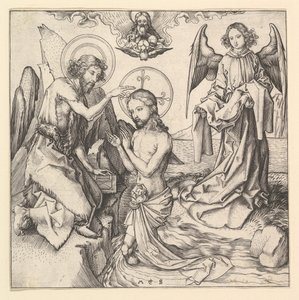 Chrzest Chrystusa, ca. 1470-1474. autorstwa Martin Schongauer