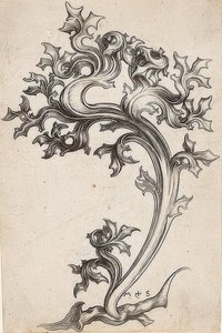 Ozdoba z liści z ostu autorstwa Martin Schongauer
