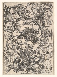 Ozdoba z sową wyszydzaną przez ptaki dzienne, ca. 1435-1491. autorstwa Martin Schongauer