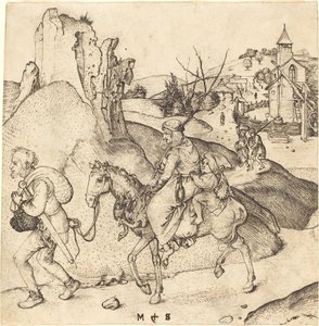 Rodzina chłopska idzie na targ autorstwa Martin Schongauer