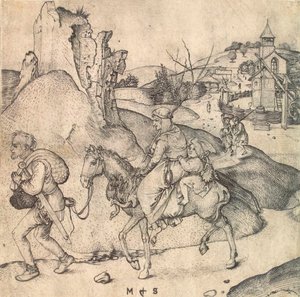 Rodzina chłopska idąca na rynek w latach 1473-1475. autorstwa Martin Schongauer