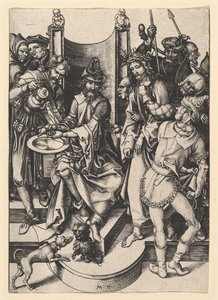 Piłat myjący ręce, ok. godz. 1435-1491. autorstwa Martin Schongauer