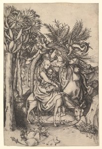 Odpocznij w locie do Egiptu, ok. godz. 1435-1491. autorstwa Martin Schongauer