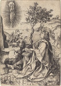 Święty Jan na Patmos autorstwa Martin Schongauer