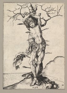 Św. Sebastian, ca. 1435-1491. autorstwa Martin Schongauer