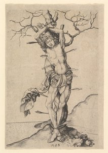 Św. Sebastian, ca. 1435-1491. autorstwa Martin Schongauer