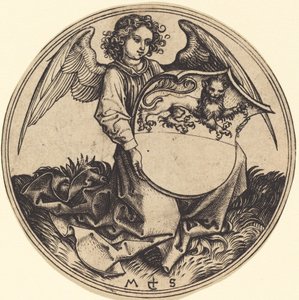 Tarcza z lwem, trzymana przez Angel autorstwa Martin Schongauer