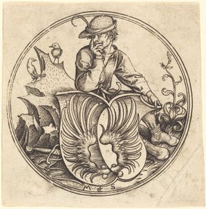 Tarcza ze skrzydłami, trzymana przez chłopa autorstwa Martin Schongauer
