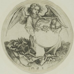 Tarcza z lwem, trzymana przez anioła autorstwa Martin Schongauer
