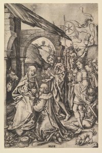Adoracja Trzech Króli, ca. 1435-1491. autorstwa Martin Schongauer