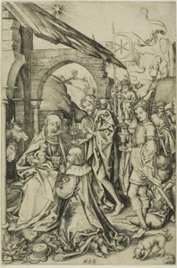 Adoracja Trzech Króli, z Życia Chrystusa autorstwa Martin Schongauer