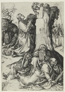 Agonia w ogrodzie (rycina) autorstwa Martin Schongauer