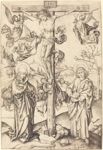 Ukrzyżowanie z czterema aniołami autorstwa Martin Schongauer