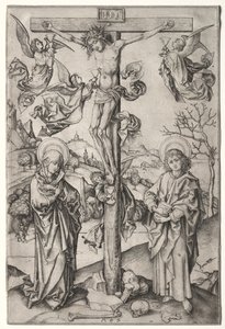 Ukrzyżowanie z czterema aniołami autorstwa Martin Schongauer
