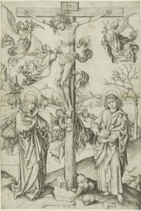 Ukrzyżowanie z czterema aniołami autorstwa Martin Schongauer
