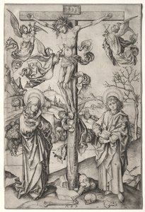 Ukrzyżowanie z czterema aniołami. autorstwa Martin Schongauer