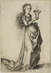 Pierwsza Mądra Dziewica autorstwa Martin Schongauer