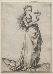 Pierwsza mądra dziewica. autorstwa Martin Schongauer