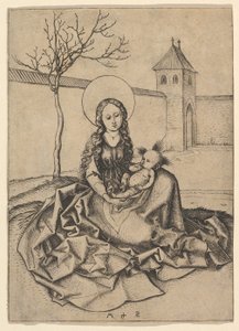 Madonna z Dzieciątkiem na dziedzińcu, ca. 1435-1491. autorstwa Martin Schongauer