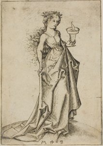 Druga Mądra Dziewica autorstwa Martin Schongauer