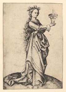 Trzecia Mądra Dziewica, ca. 1435-1491. autorstwa Martin Schongauer